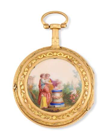 ANTIQUE GOLD AND ENAMEL POCKET WATCH, BERTHOUD, CIRCA 1790 - Foto 2