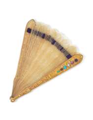 A FRENCH JEWELLED VARI-COLOUR GOLD-MOUNTED FAN 