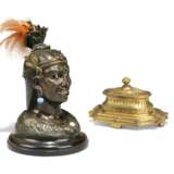 THREE PATINATED AND GILT-BRONZE INKSTANDS - фото 10