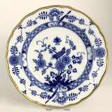 Zierteller: Meissen Porzellan, Dekor Fels- und Vogelmalerei in kobaltblau unterglasur, Goldrand, 1860, 1. Wahl, sehr gut - Foto 1