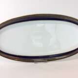 Ovalplatte / Fischplatte: Meissen Porzellan, T-Glatt, Fahne kobaltblau, Goldkante, um 1900, sehr gut. - Foto 1