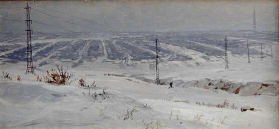 Painting “Study 5 for the diorama Battle of Stalingrad”, Pyotr Tarasovich Maltsev (1907 - 1993), Cardboard, Oil, 20th Century Realism, Landscape painting, USSR (1922-1991), 1982 - photo 1