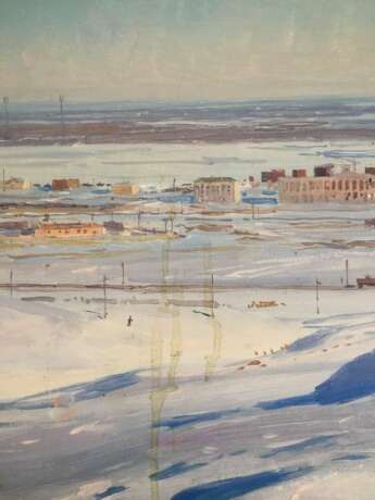 Painting “Study 4 for the panorama Battle of Stalingrad”, Pyotr Tarasovych Maltsev (1907 - 1993), Cardboard, Oil, 20th Century Realism, Landscape painting, USSR (1922-1991), 1982 - photo 4