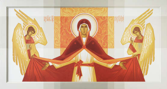 Icon “Protection of the Virgin”, Wood, Acrylic, Neo-Byzantine, Religious genre, Ukraine, 2016 - photo 1