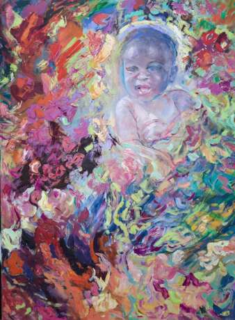 Painting “Child on the flowers”, Canvas, Oil paint, Art deco (1920-1939), Portrait, Cyprus, 2016 - photo 1