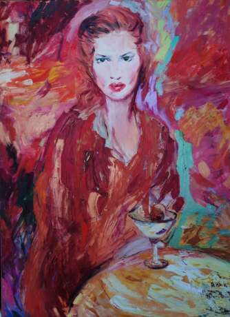 Painting “Girl in red”, Canvas, Oil paint, Art deco (1920-1939), Portrait, Cyprus, 2012 - photo 1