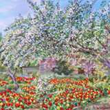Painting “Spring in the garden”, Fiberboard, Oil painting, Impressionist, Landscape painting, Ukraine, 2021 - photo 1