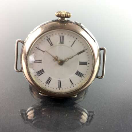 Damen-Taschenuhr / Damen-Armbanduhr: Silber 800, Rotgold-Rand (Galonné), fein graviert, Zylinder-Hemmung, 1900, sehr gut - Foto 2