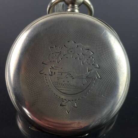 Herren-Taschenuhr: Zylindertaschenuhr, Silber Taschenuhr, geschliffenes Deckglas, 19. Jahrhundert, Aufzug-Schlüssel. - photo 2