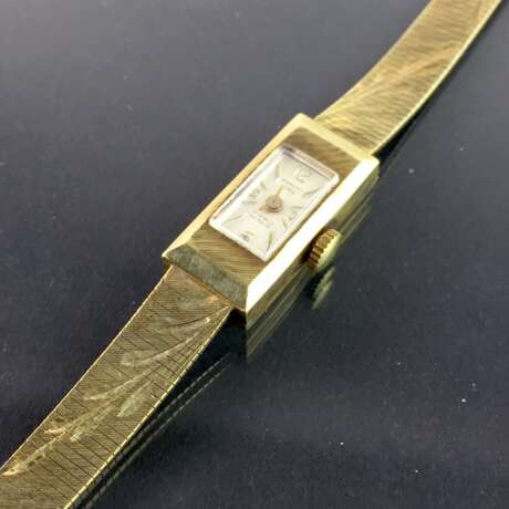 Damen-Armbanduhr: Gelbgold 585 / 14 K, Handgraviert, PANTO, 17 Juwels, Incabloc / Stoßgesichert, 20. Jahrhundert, sehr schön. - Foto 1
