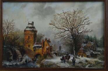 Winter landscape Dutch painting