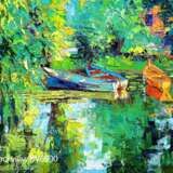 Painting “Boats”, Canvas on cardboard, Oil on canvas, Impressionist, деревенский пейзаж, Russia, 2021 - photo 1