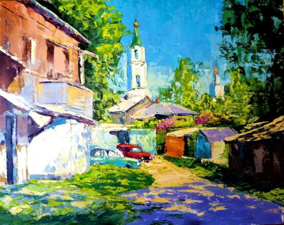 Painting “Forgotten courtyard”, Canvas on cardboard, Oil on canvas, Impressionist, Cityscape, Russia, 2021 - photo 1