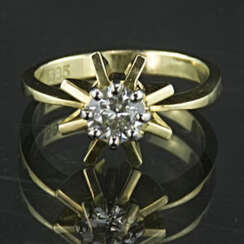 Brillant-Solitär-Ring, 0,5 Karat, Gelbgold und Weißgold 585 / 14 Karat, Handarbeit, sehr hochwertig.