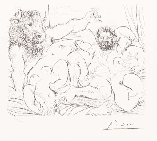 PABLO, Picasso (1881 Málaga - 1973 Mougins). 3 erotische Szenen aus "Suite Vollard". - Foto 2