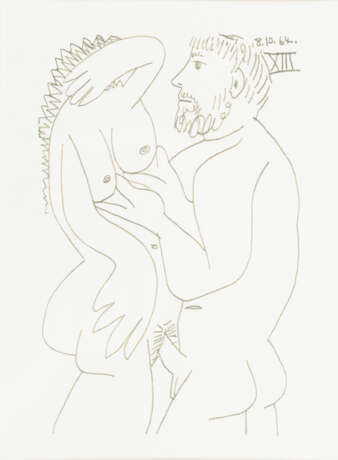 PICASSO, Pablo (1881 Málaga - 1973 Mougins). 5 erotische Werke: "Skizze anno 1964". - Foto 4