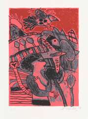 CORNEILLE (1922 Lüttich - 2010 Auvers-sur-Oise). "Les nourrit avec terrert res".