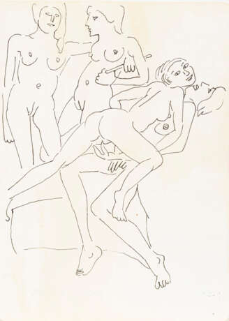 FRANK, Edvard (1909 Korschenbroich - 1972 Saarlouis). Fran, Edvard: 5 Erotische Zeichnungen. - photo 3