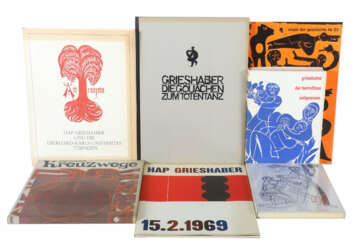 7 Bücher HAP Grieshaber Gedruckt für HAP Grieshaber zum 15.2.1969; HAP Grieshaber und die Eberhard-Karls-Universität