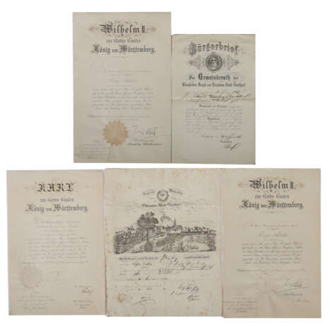 Kleine Sammlung Dokumente 5-teilig best aus: Patent als Hauptmann - Foto 1