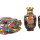 2 Cloisonné-Vasen und -Fabeltier China - photo 1