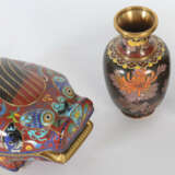 2 Cloisonné-Vasen und -Fabeltier China - photo 2