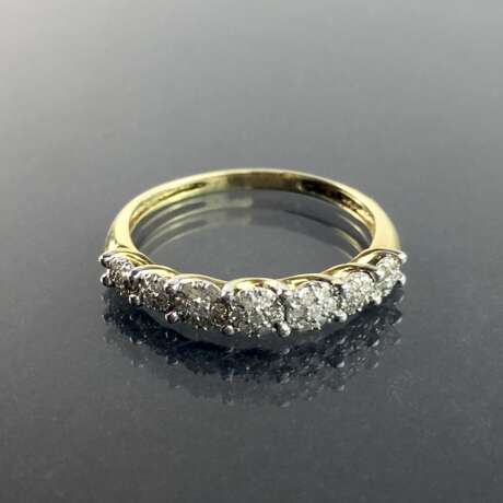 Damen-Ring / Halbmemoire-Ring: Gelbgold und Weißgold 585, gesamt 0,25 Karat, sehr gut. - Foto 1