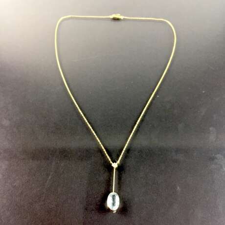 Elegantes Aquamarin-Diamant-Collier: Gelb-Gold 585, Art-Deko um 1930, sehr gut. - Foto 2