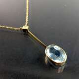 Elegantes Aquamarin-Diamant-Collier: Gelb-Gold 585, Art-Deko um 1930, sehr gut. - photo 3
