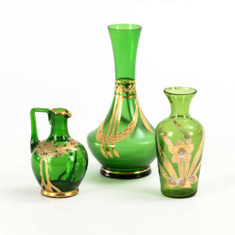 2 Jugendstil-Vasen und 1 -Kännchen mit Goldmalerei - photo 1