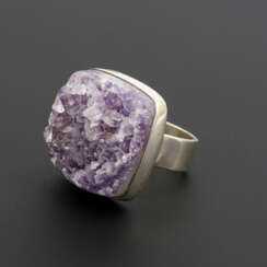 Seltener, dänischer Designer-Ring mit Amethyststufe