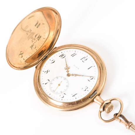 Vergoldete Savonnette mit langer Uhrenkette - Foto 1