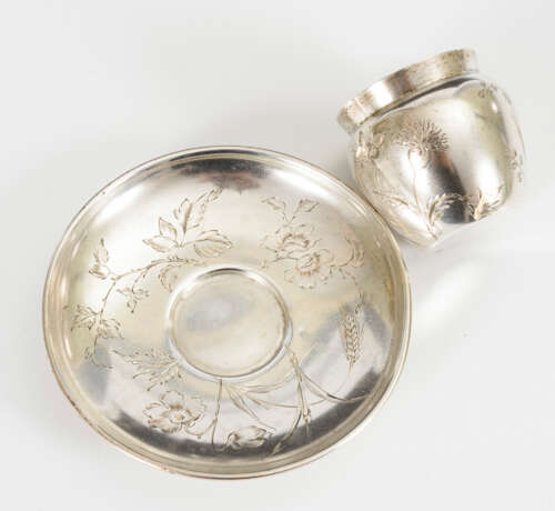 5 Kleinteile Silber: Tasse mit Untertasse, Kännchen, Teeglas, Ei auf Ständer - photo 3
