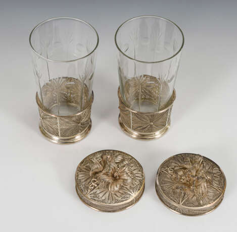 2 Gläser mit Silberfiligranarbeiten - photo 2