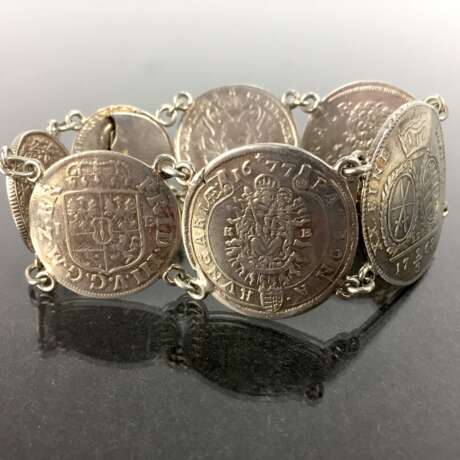 Silber-Münzarmband / Armband Münzen: Sachsen Taler, Brandenburg-Ansbach, Ungarn-Habsbach Kreuzer, Schweiz. Sehr selten!! - Foto 2