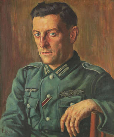 E. Ludwig: Portrait Grenadier Schmidt, Dresden, I. Grenadier-Regiment 442, 1942, Öl auf Leinwand - Foto 1