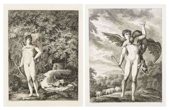 GESSNER, Salomon (1730 Zürich - 1788 Zürich). "Ein Adler stürzt sich auf Ganymed" | "Apoll und der getötete Drache Python". - photo 1