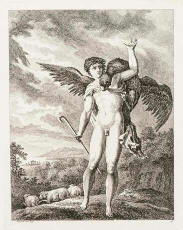 GESSNER, Salomon (1730 Zürich - 1788 Zürich). "Ein Adler stürzt sich auf Ganymed" | "Apoll und der getötete Drache Python". - фото 3