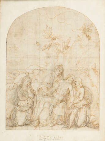 !!! Barocke Entwurfszeichnung für ein Altargemälde. - photo 1
