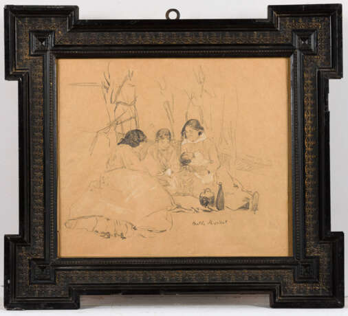 MORISOT, Berthe (1841 Bourges - 1895 Paris). Morisot, Berthe: Picknick-Szene mit drei Frauen. - photo 1