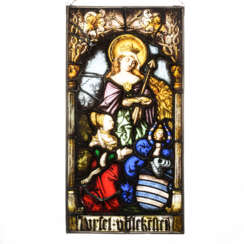 Bleiglas-Einhängebild mit Heiligendarstellung