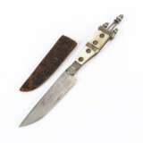 Messer mit Perlmuttgriff und Lederscheide - Foto 1