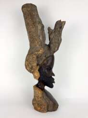 Seltene Skulptur / Plastik: Afrikanischer Buschmann / Stammes-Mann, Südafrika, Afro-Gelbholz, aufwendig, sehr selten!