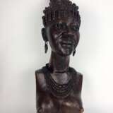 Afro-Gelbholz-Skulptur: Xhosa-Frau / amaXhosa-Stammesangehörige / schwarzafrikanische Buschfrau, Südafrika 1970, selten! - photo 1