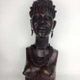 Afro-Gelbholz-Skulptur: Xhosa-Frau / amaXhosa-Stammesangehörige / schwarzafrikanische Buschfrau, Südafrika 1970, selten! - фото 2