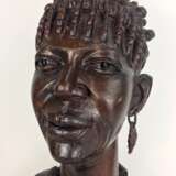 Afro-Gelbholz-Skulptur: Xhosa-Frau / amaXhosa-Stammesangehörige / schwarzafrikanische Buschfrau, Südafrika 1970, selten! - Foto 3