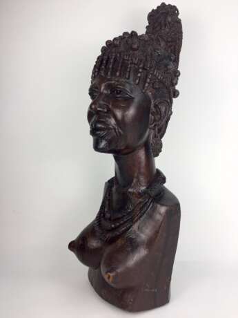 Afro-Gelbholz-Skulptur: Xhosa-Frau / amaXhosa-Stammesangehörige / schwarzafrikanische Buschfrau, Südafrika 1970, selten! - Foto 9