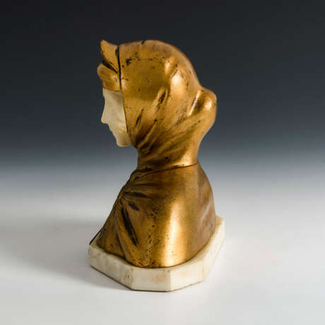 VAERENBERGH, Gustave van (1873 Gand - 1927 Schaerbeck). Weibliche Bronze-Alabaster-Büste "Ateliers H. Dechaineux 1899-1924". - Foto 3