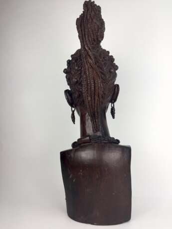 Afro-Gelbholz-Skulptur: Xhosa-Frau / amaXhosa-Stammesangehörige / schwarzafrikanische Buschfrau, Südafrika 1970, selten! - Foto 12