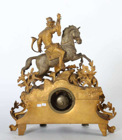 Historismus-Pendule mit Jagdreiter 2. Hälfte 19. Jahrhundert - Foto 4